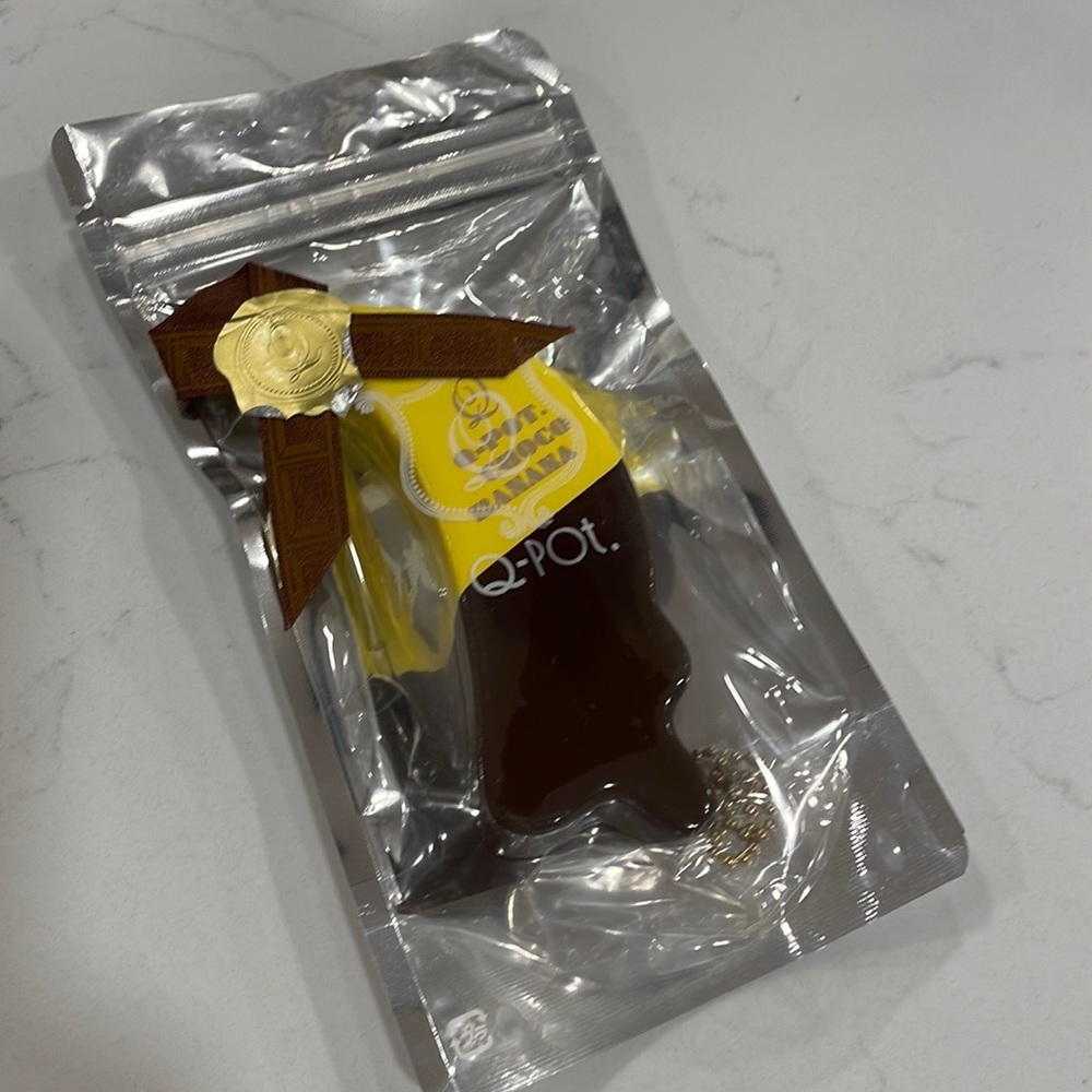 NWT Q-Pot Japan Squishy Chocolate Covered Banana ๐ Keychain - Picture 2 of 6